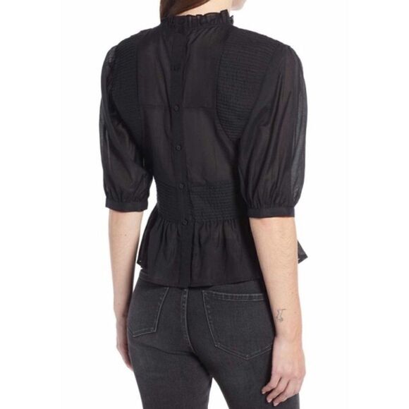 Something Navy Black Pleated Blouse Top - Picture 2 of 9